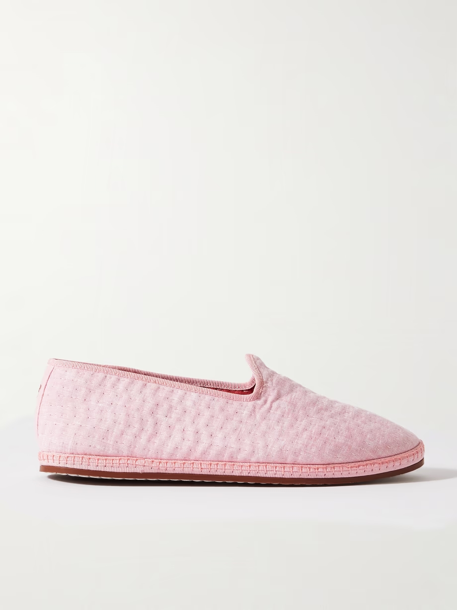 Laguna Furlane grosgrain-trimmed matelassé linen loafers Laguna Furlane grosgrain-trimmed matelassé linen loafers