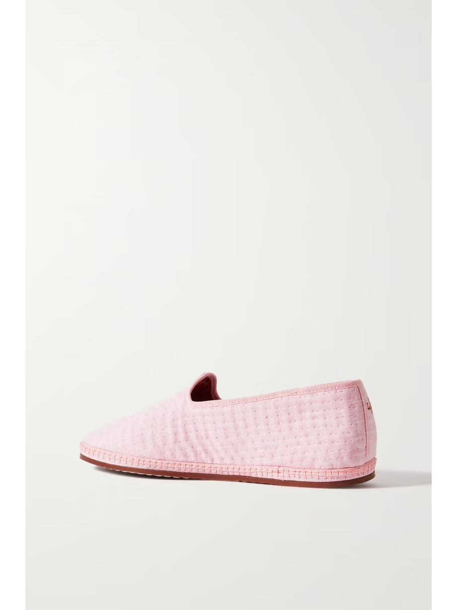 Laguna Furlane grosgrain-trimmed matelassé linen loafers Laguna Furlane grosgrain-trimmed matelassé linen loafers