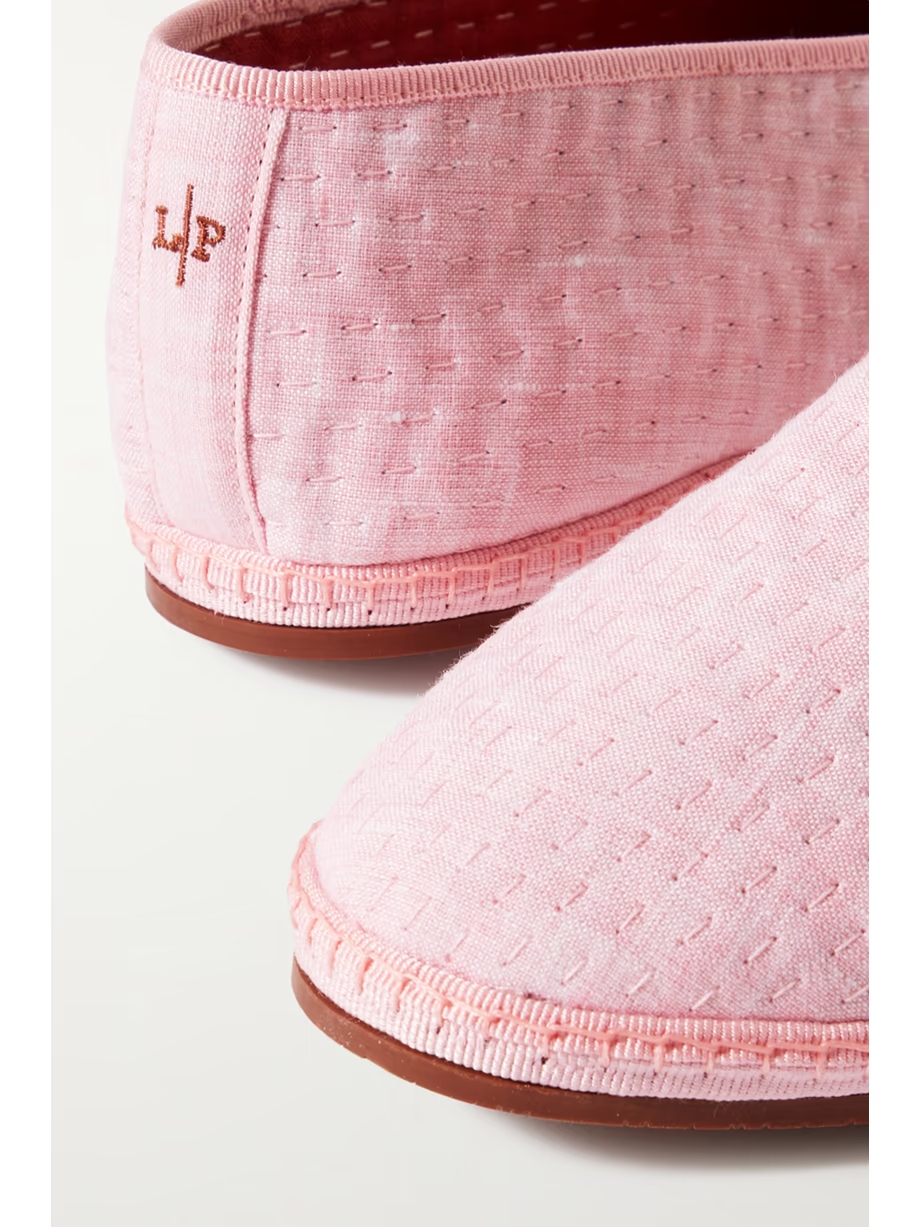 Laguna Furlane grosgrain-trimmed matelassé linen loafers Laguna Furlane grosgrain-trimmed matelassé linen loafers