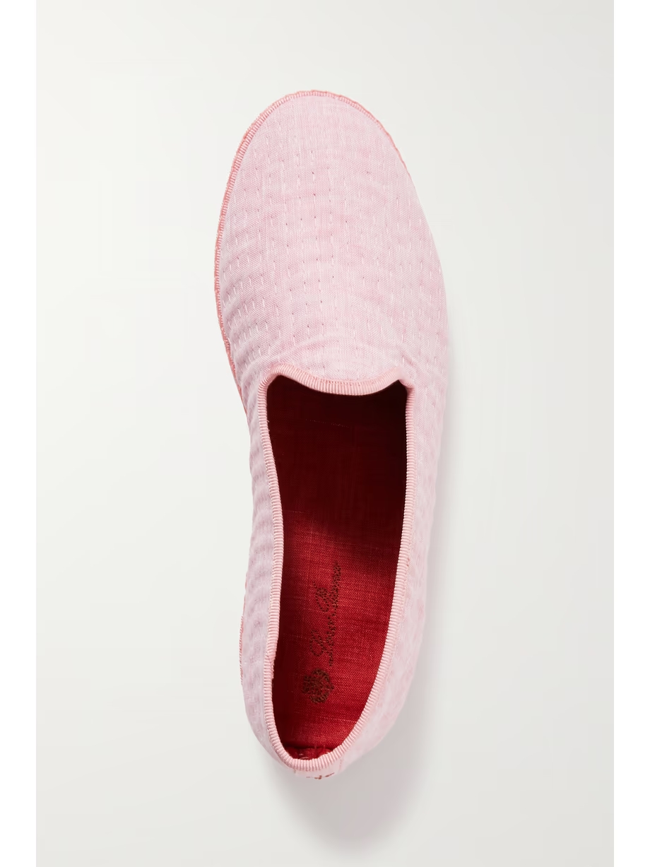 Laguna Furlane grosgrain-trimmed matelassé linen loafers Laguna Furlane grosgrain-trimmed matelassé linen loafers