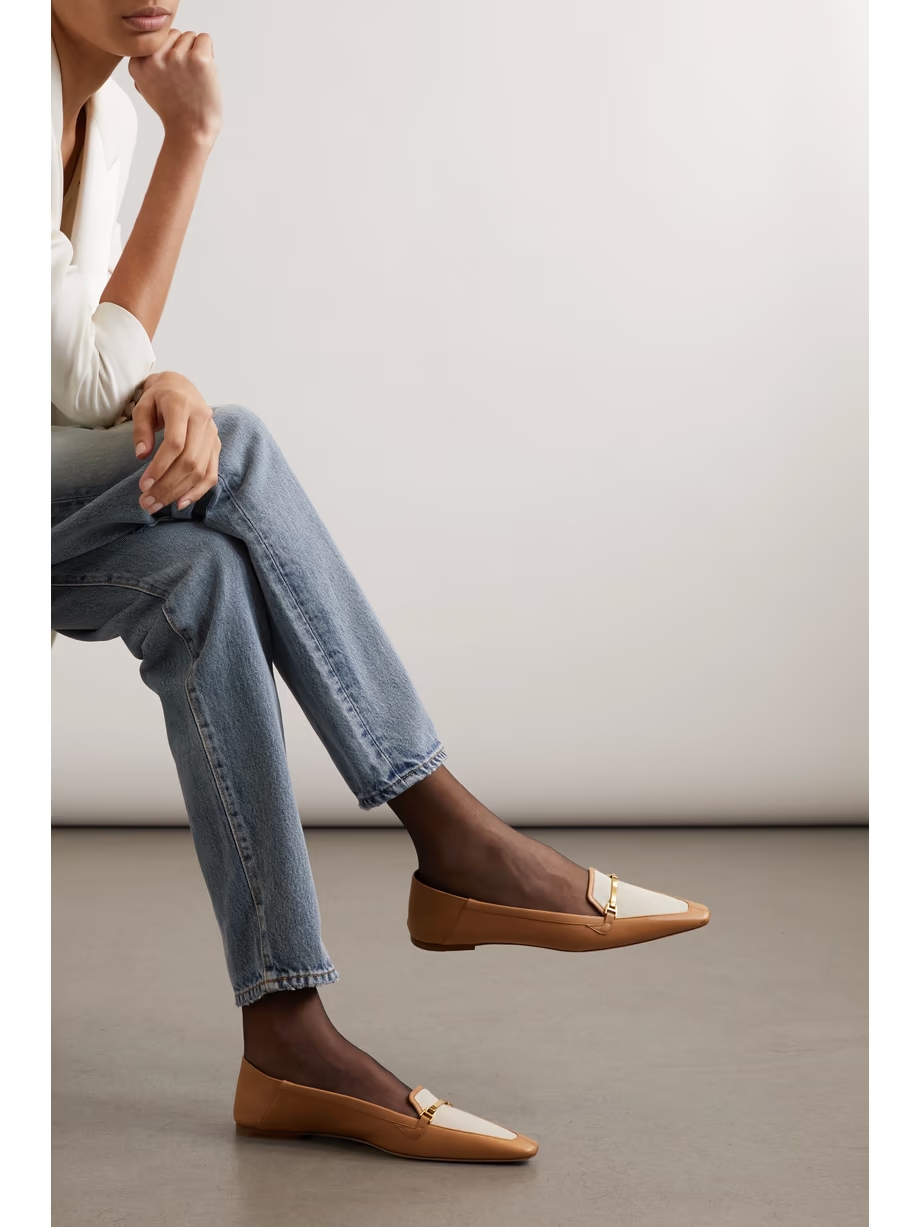 Chris two-tone embellished leather loafers Chris two-tone embellished leather loafers