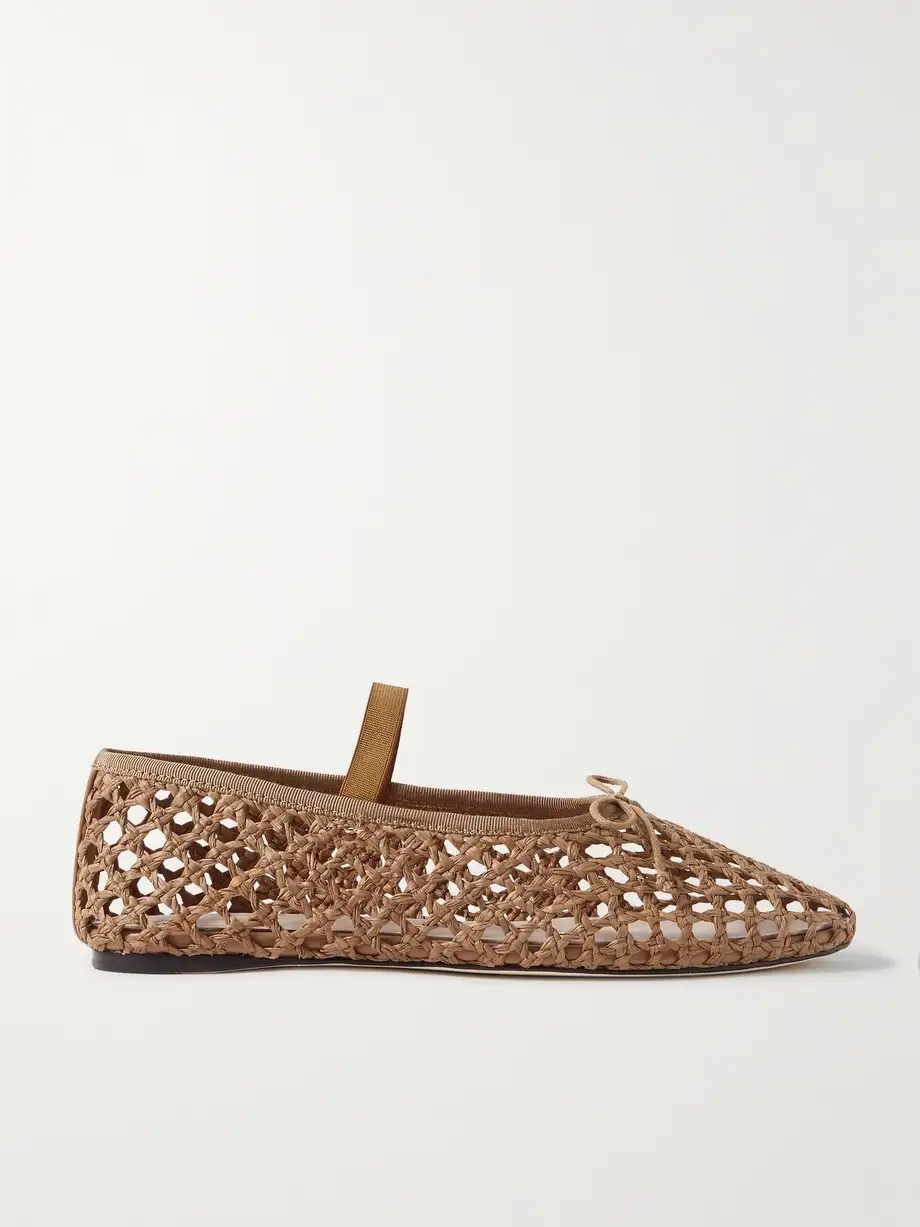 Leonie grosgrain-trimmed raffia Mary Jane ballet flats Leonie grosgrain-trimmed raffia Mary Jane ballet flats