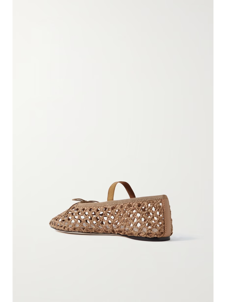 Leonie grosgrain-trimmed raffia Mary Jane ballet flats Leonie grosgrain-trimmed raffia Mary Jane ballet flats