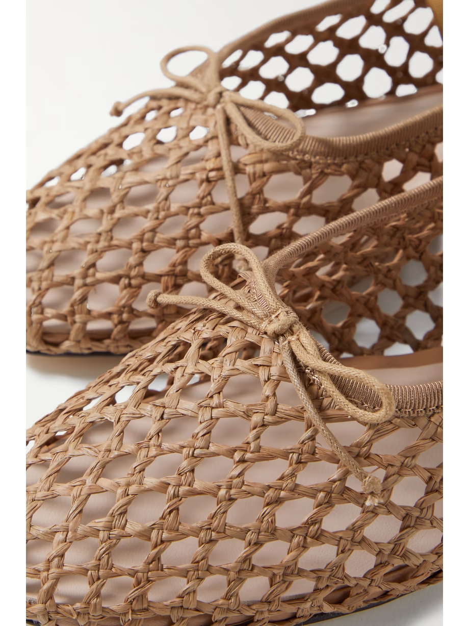 Leonie grosgrain-trimmed raffia Mary Jane ballet flats Leonie grosgrain-trimmed raffia Mary Jane ballet flats