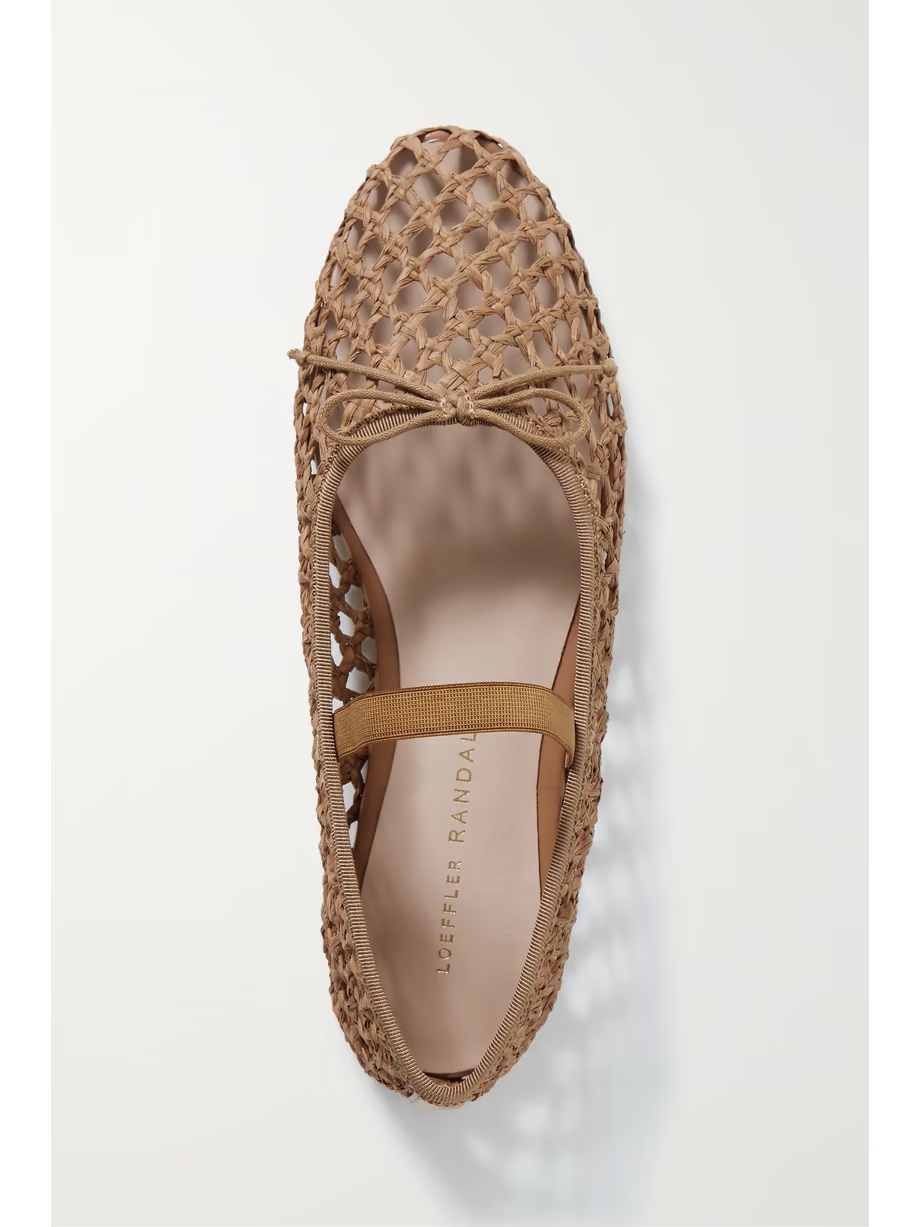 Leonie grosgrain-trimmed raffia Mary Jane ballet flats Leonie grosgrain-trimmed raffia Mary Jane ballet flats