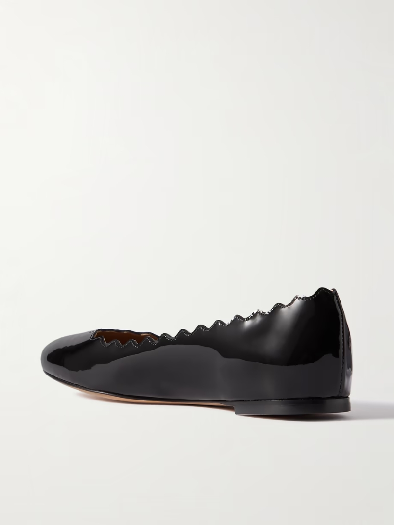 Lauren scalloped patent-leather ballet flats Lauren scalloped patent-leather ballet flats