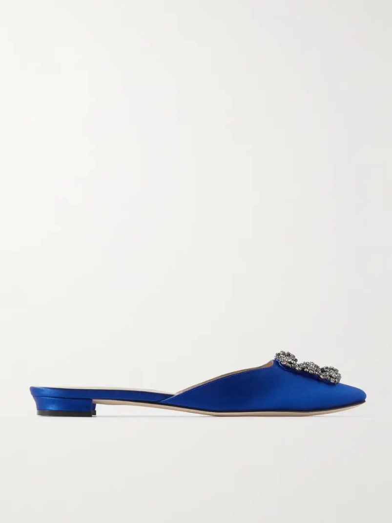 Hangisi embellished satin slippers Hangisi embellished satin slippers