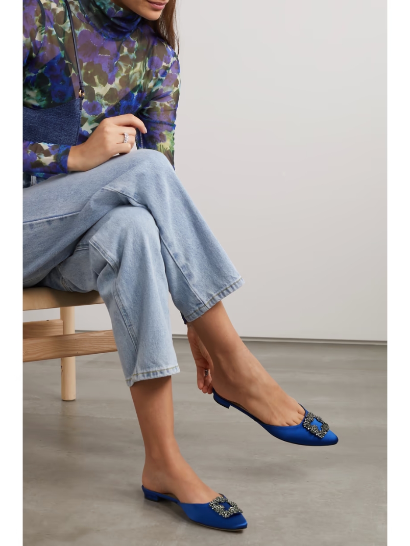 Hangisi embellished satin slippers Hangisi embellished satin slippers