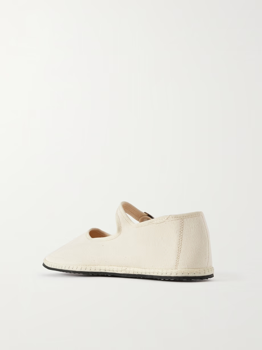 Grosgrain-trimmed canvas Mary Jane slippers Grosgrain-trimmed canvas Mary Jane slippers