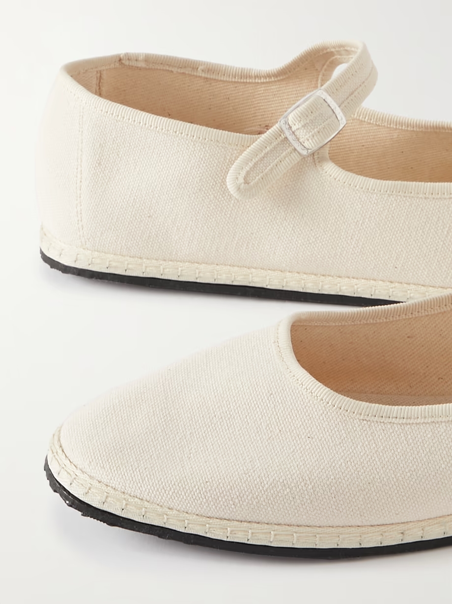 Grosgrain-trimmed canvas Mary Jane slippers Grosgrain-trimmed canvas Mary Jane slippers
