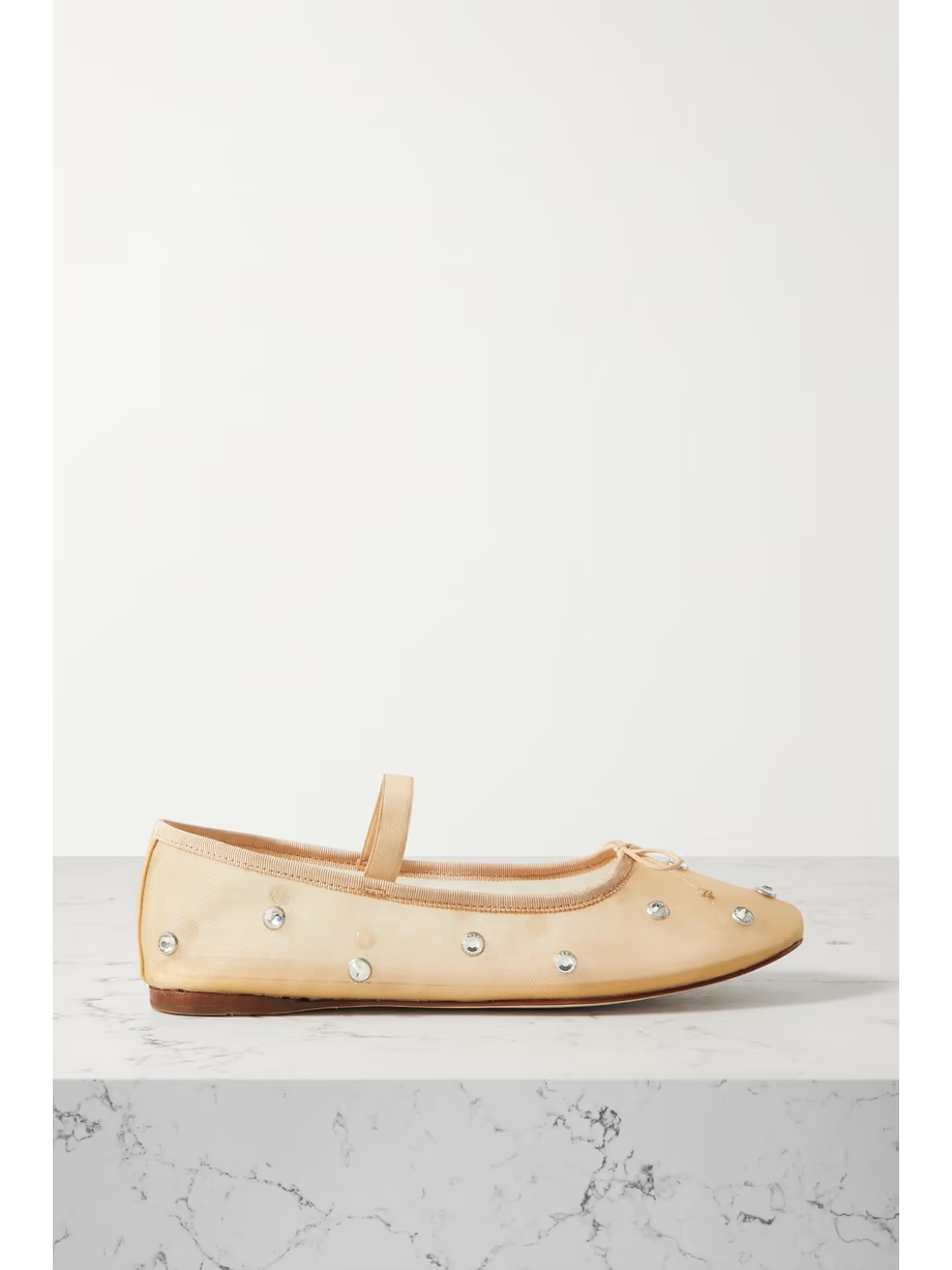 Leonie crystal-embellished mesh ballet flats Leonie crystal-embellished mesh ballet flats