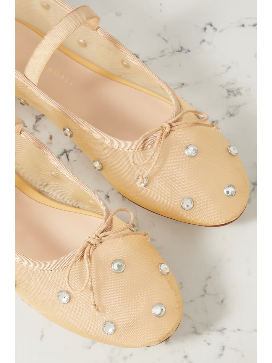 Leonie crystal-embellished mesh ballet flats Leonie crystal-embellished mesh ballet flats