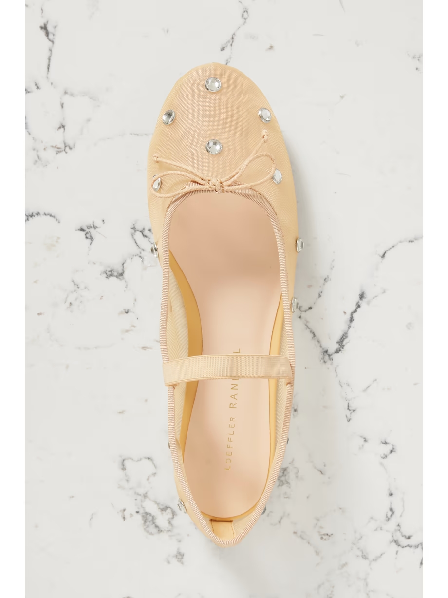Leonie crystal-embellished mesh ballet flats Leonie crystal-embellished mesh ballet flats