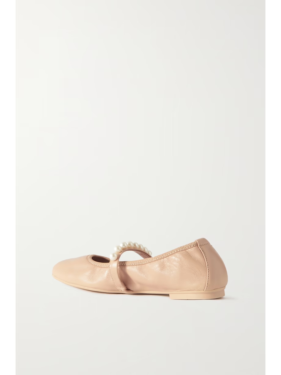 Goldie faux pearl-embellished leather ballet flats Goldie faux pearl-embellished leather ballet flats