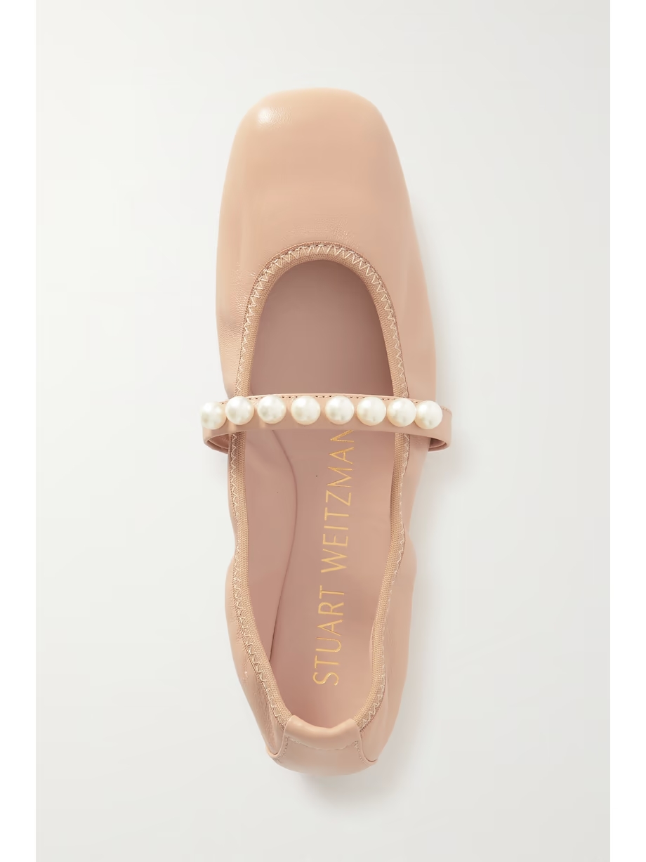 Goldie faux pearl-embellished leather ballet flats Goldie faux pearl-embellished leather ballet flats