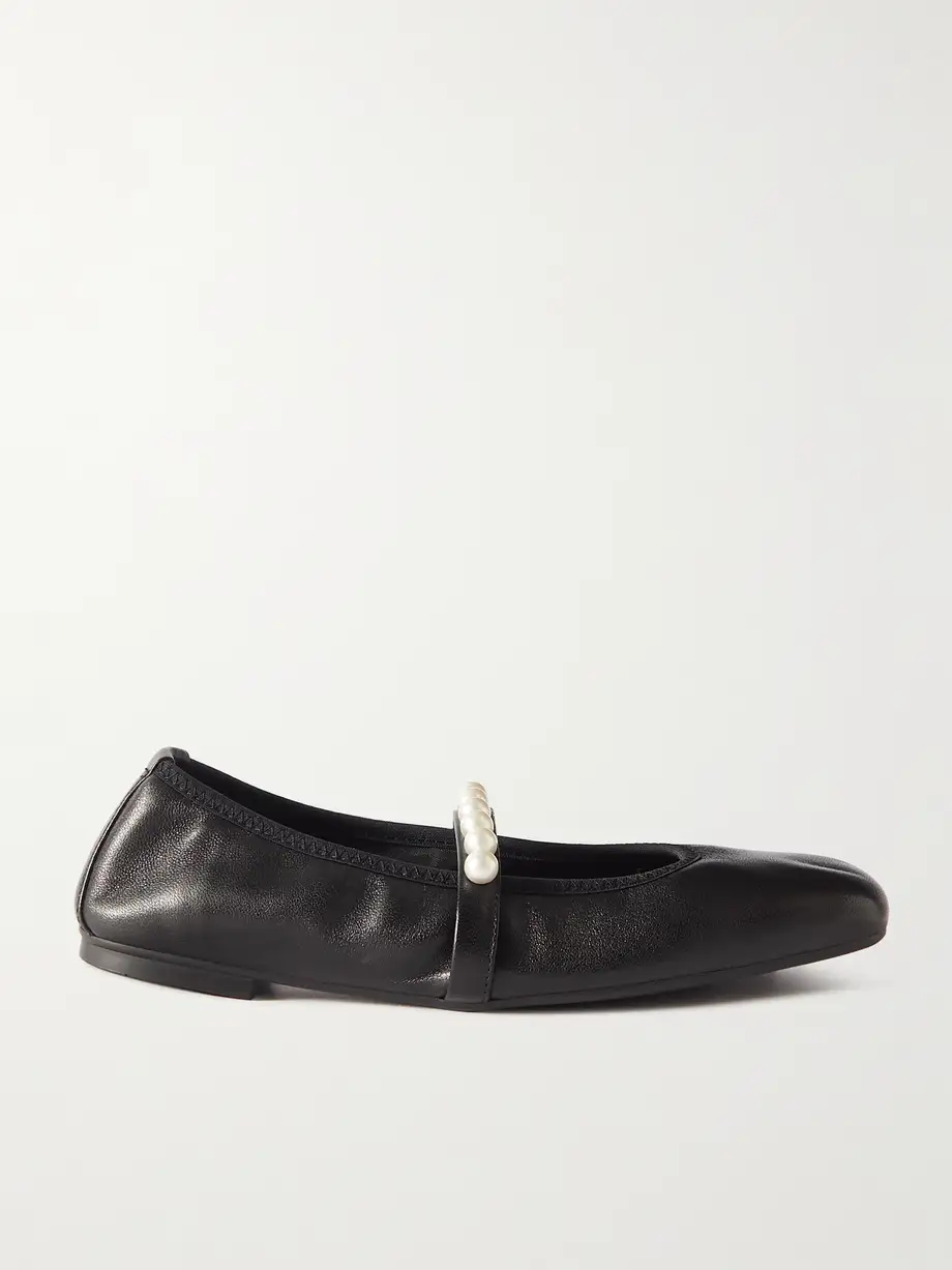 Goldie faux pearl-embellished leather ballet flats Goldie faux pearl-embellished leather ballet flats