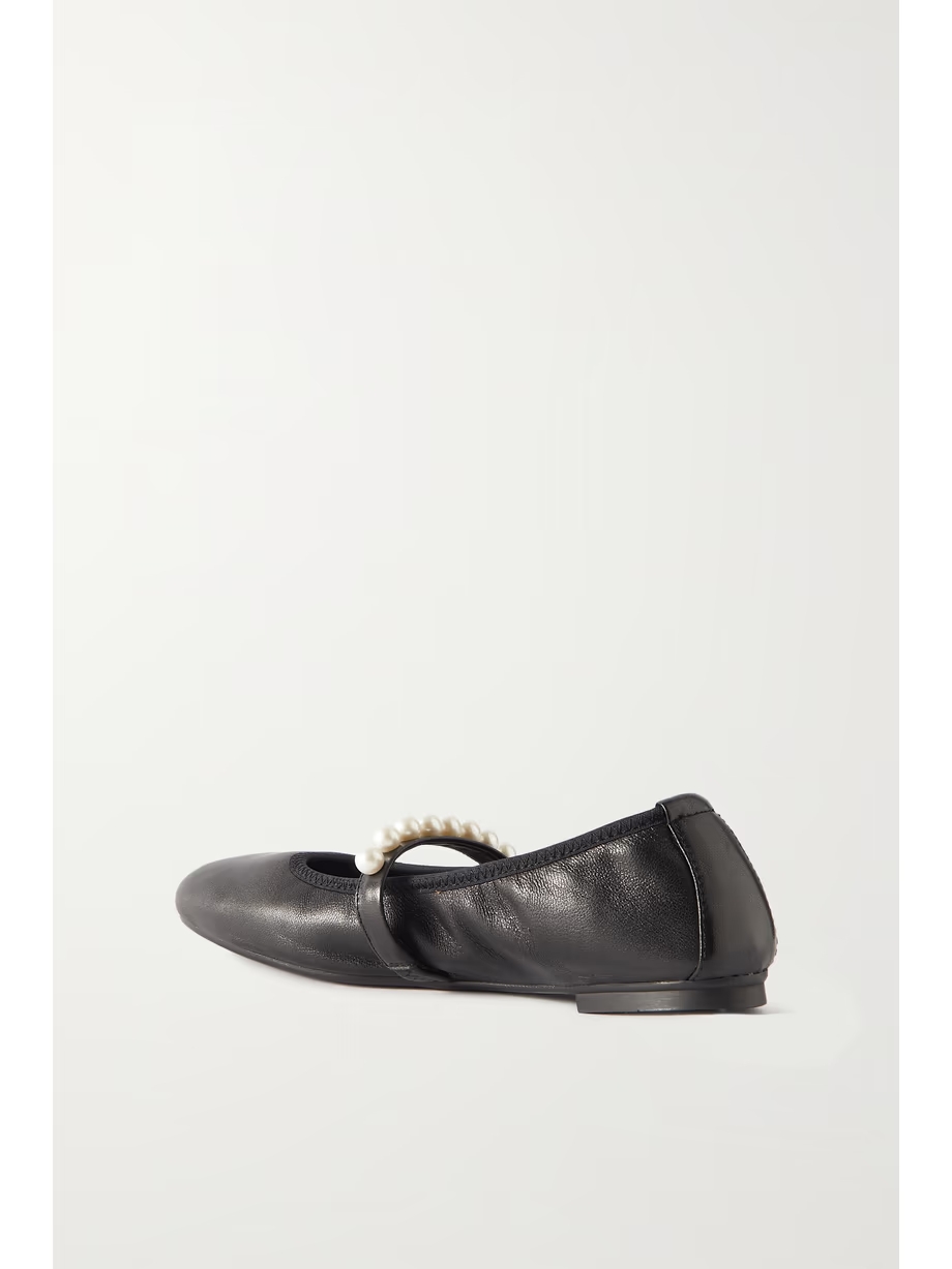 Goldie faux pearl-embellished leather ballet flats Goldie faux pearl-embellished leather ballet flats