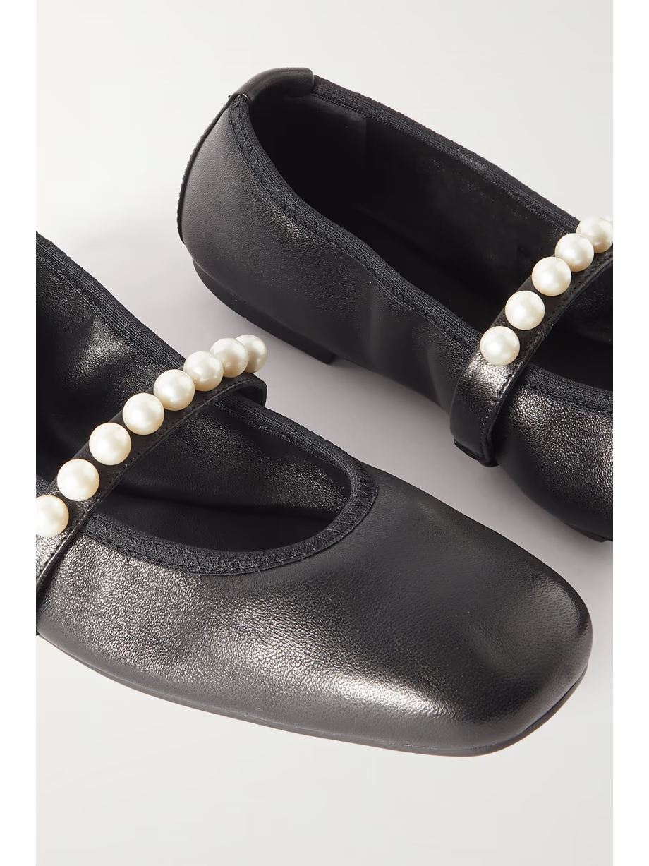 Goldie faux pearl-embellished leather ballet flats Goldie faux pearl-embellished leather ballet flats