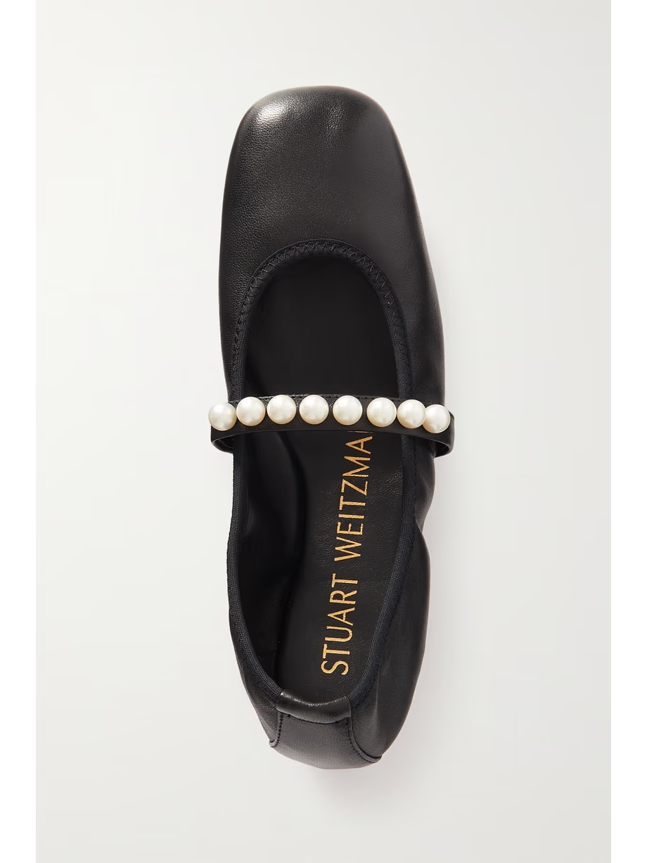 Goldie faux pearl-embellished leather ballet flats Goldie faux pearl-embellished leather ballet flats