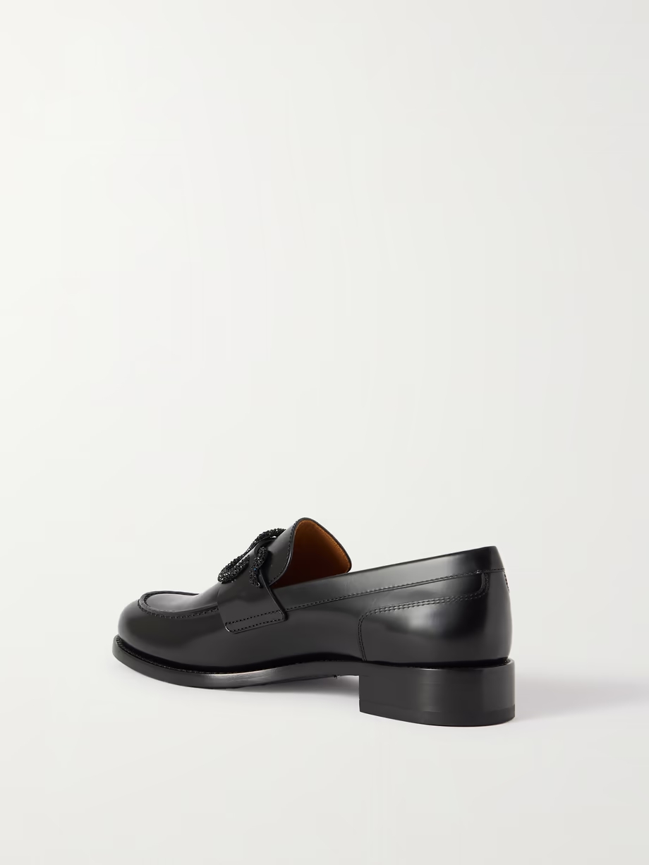 Morgana crystal-embellished leather loafers Morgana crystal-embellished leather loafers