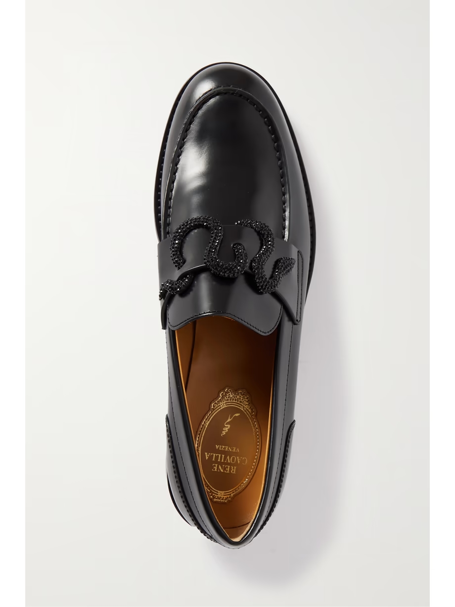 Morgana crystal-embellished leather loafers Morgana crystal-embellished leather loafers