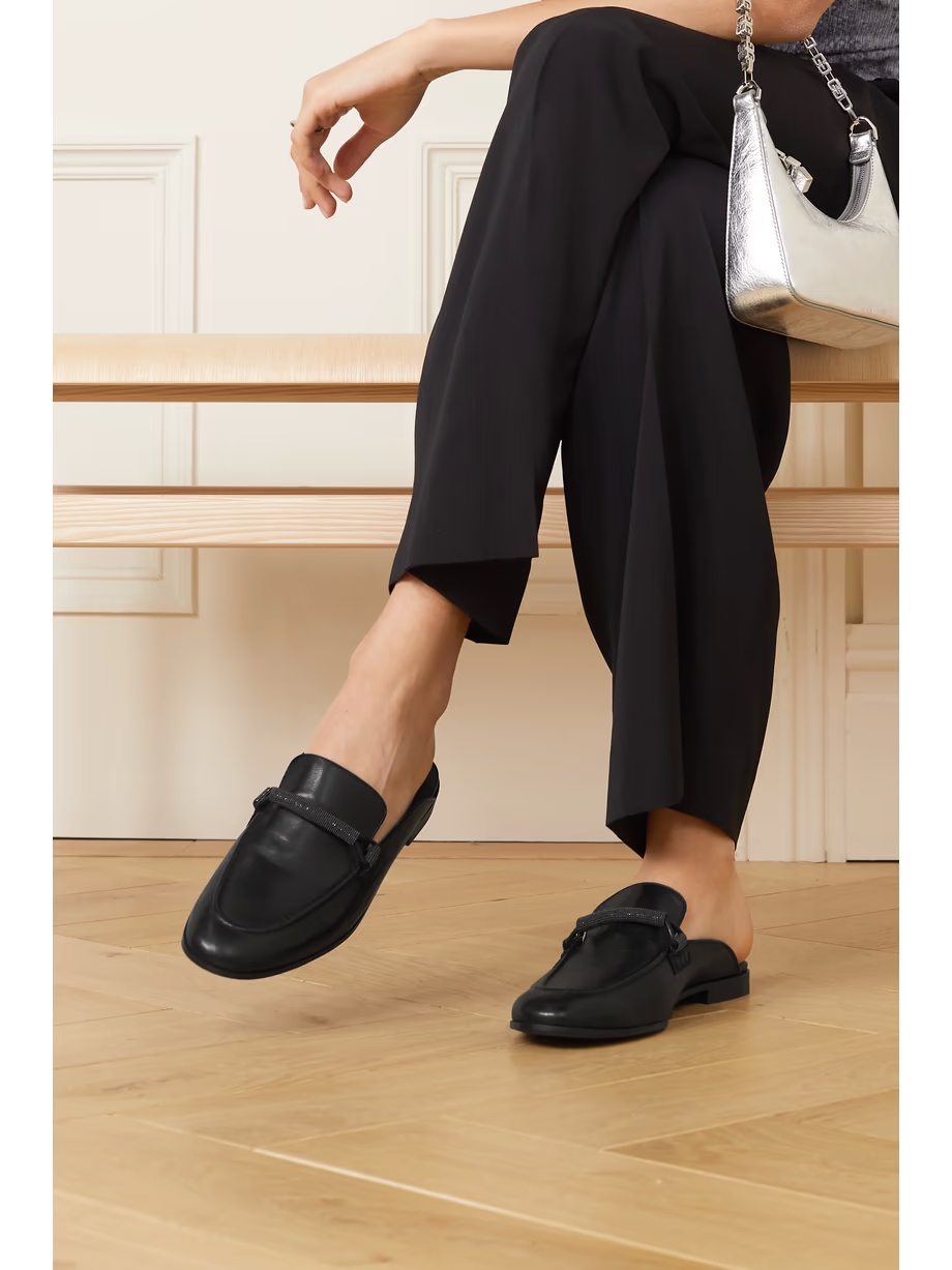 Bead-embellished leather slippers Bead-embellished leather slippers