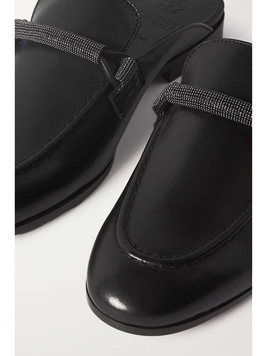 Bead-embellished leather slippers Bead-embellished leather slippers