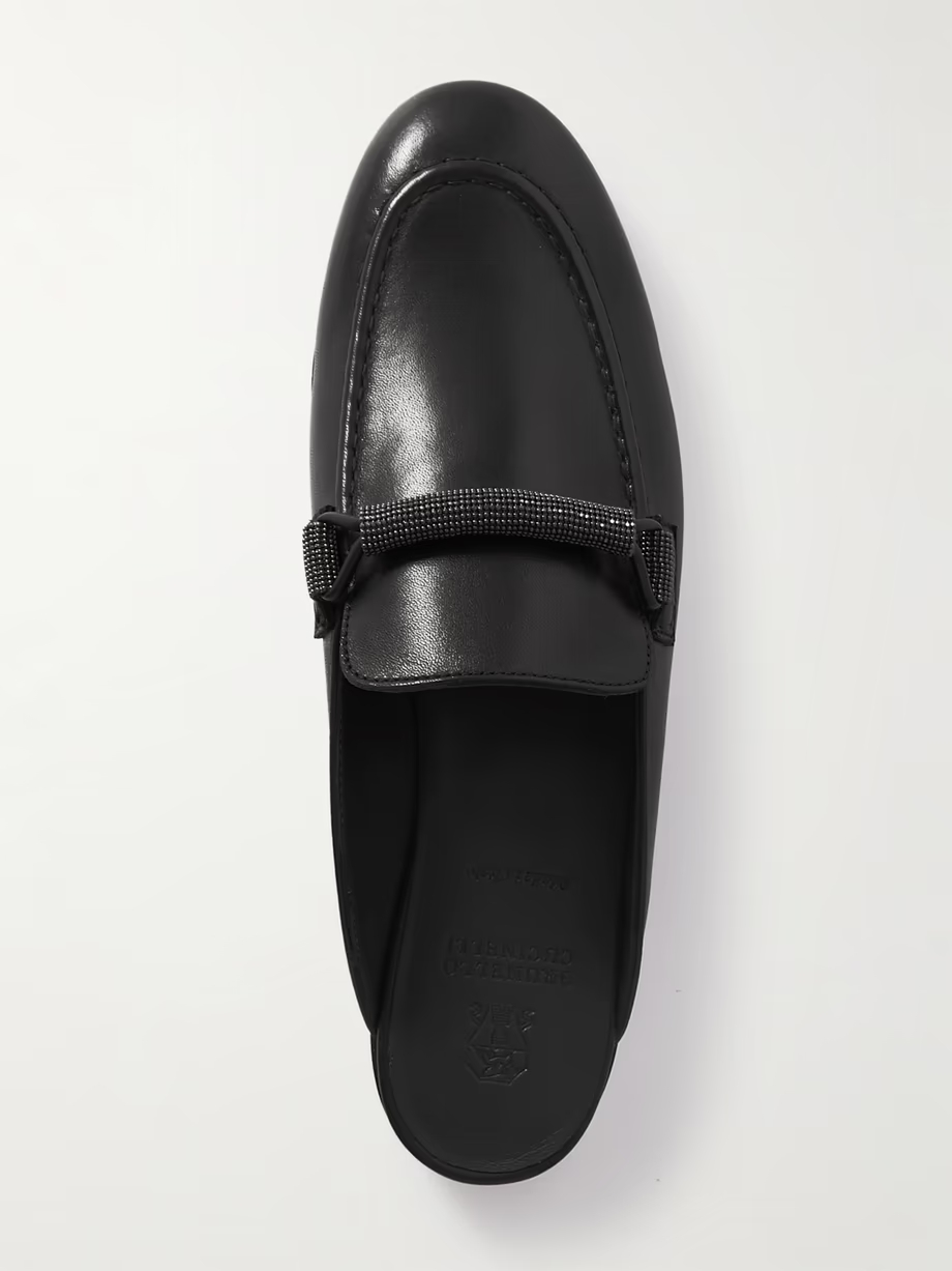 Bead-embellished leather slippers Bead-embellished leather slippers