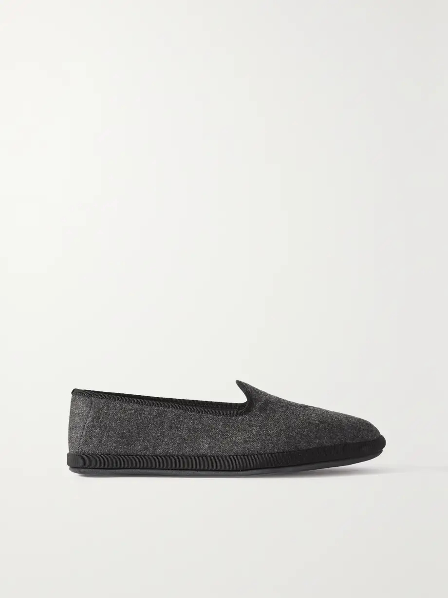 Venice embroidered cashmere-blend flannel slippers Venice embroidered cashmere-blend flannel slippers