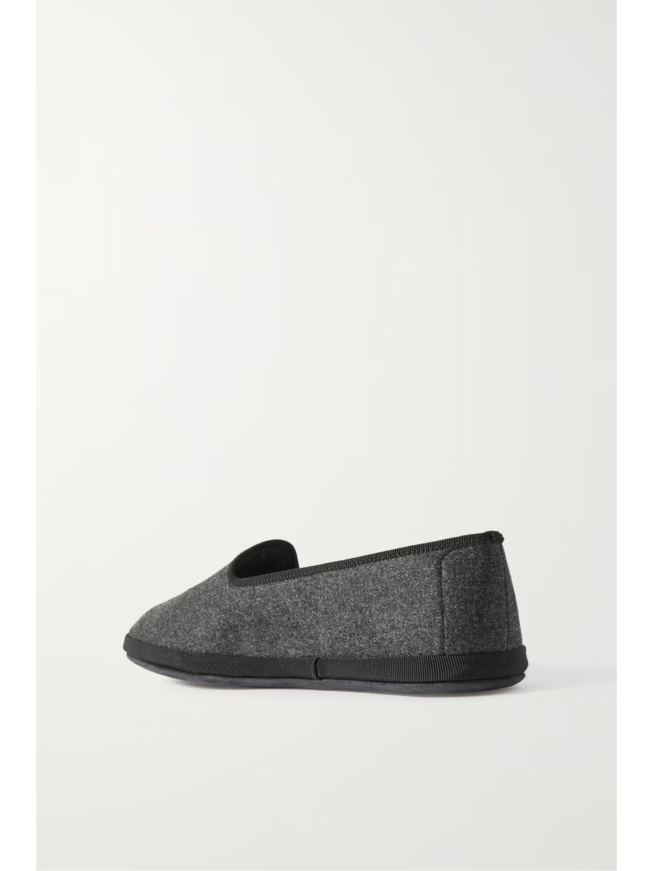 Venice embroidered cashmere-blend flannel slippers Venice embroidered cashmere-blend flannel slippers