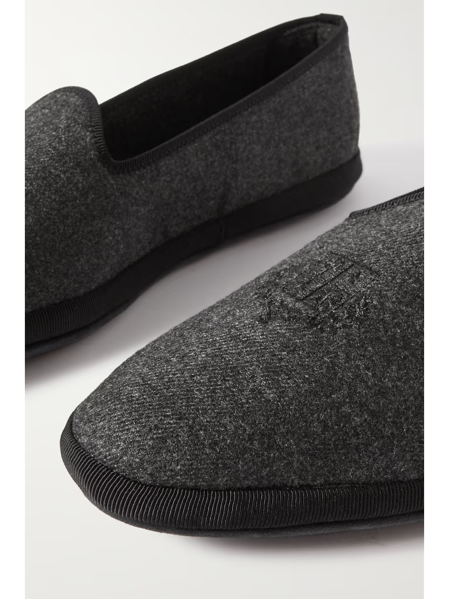 Venice embroidered cashmere-blend flannel slippers Venice embroidered cashmere-blend flannel slippers