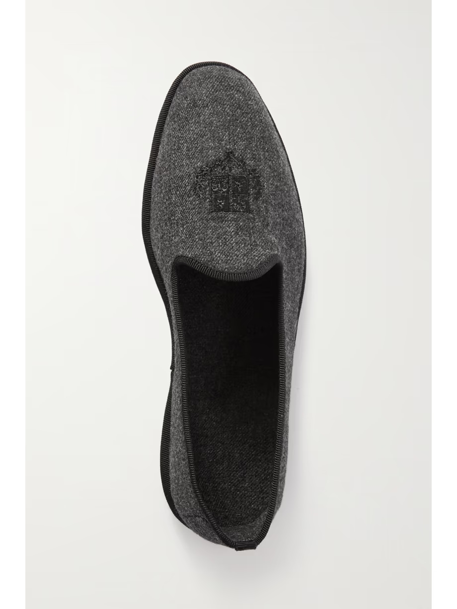 Venice embroidered cashmere-blend flannel slippers Venice embroidered cashmere-blend flannel slippers