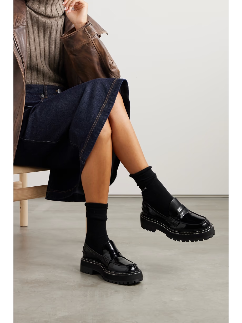 Patent-leather platform loafers Patent-leather platform loafers