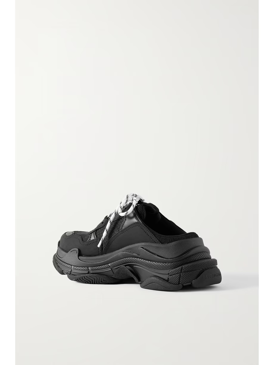 Triple S embroidered faux nubuck and mesh slip-on sneakers Triple S embroidered faux nubuck and mesh slip-on sneakers