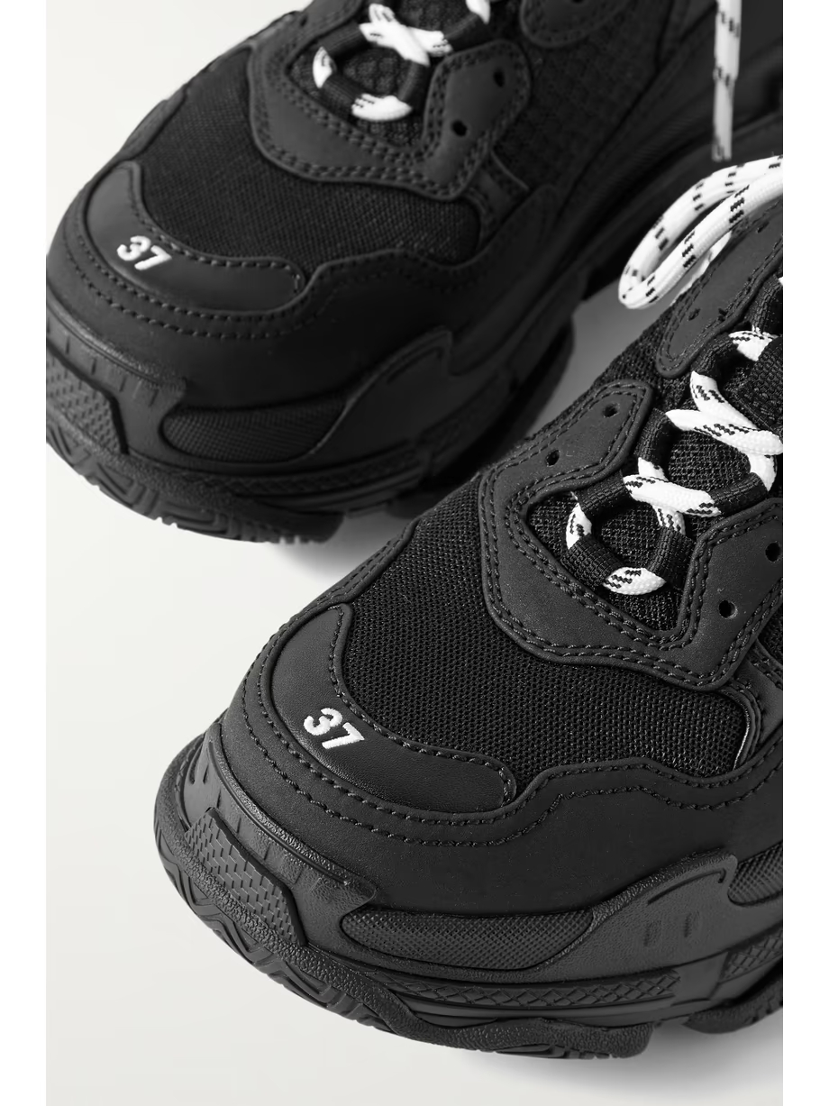 Triple S embroidered faux nubuck and mesh slip-on sneakers Triple S embroidered faux nubuck and mesh slip-on sneakers