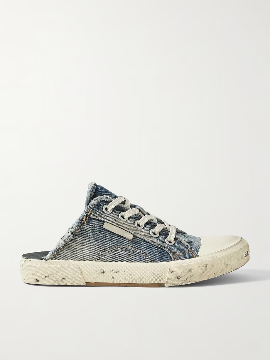 Paris distressed denim slip-on sneakers Paris distressed denim slip-on sneakers