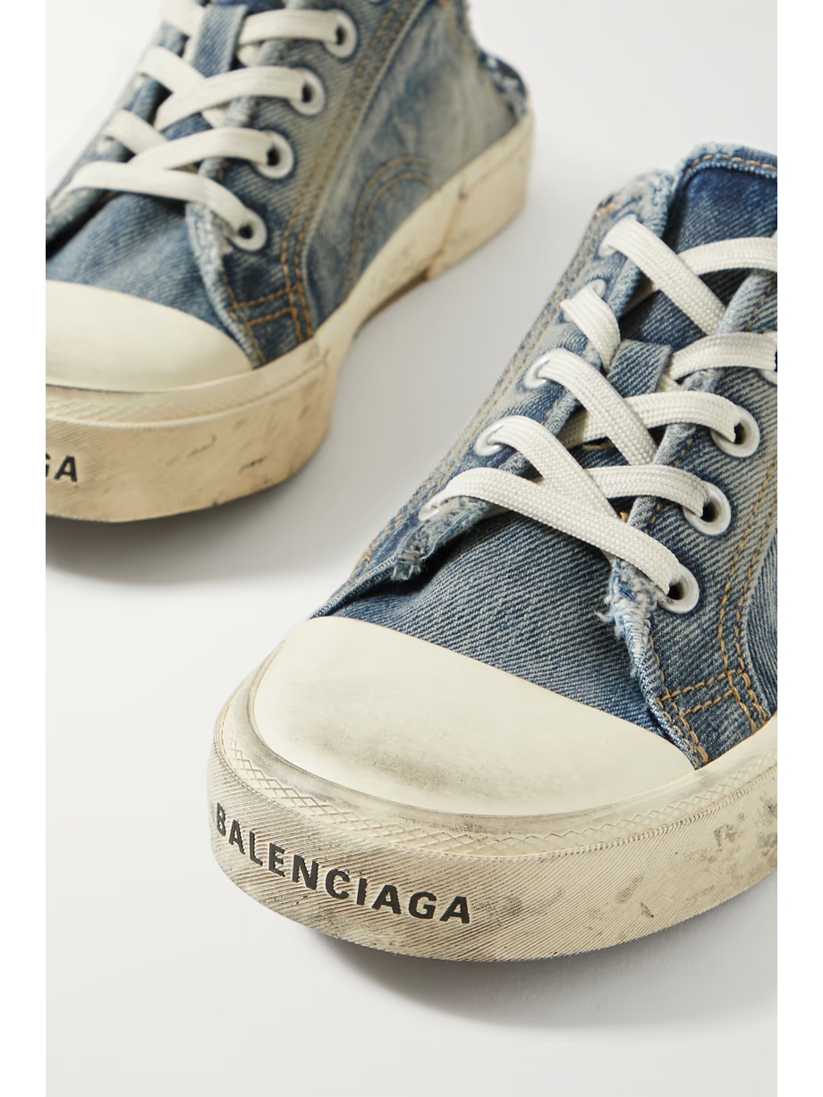 Paris distressed denim slip-on sneakers Paris distressed denim slip-on sneakers