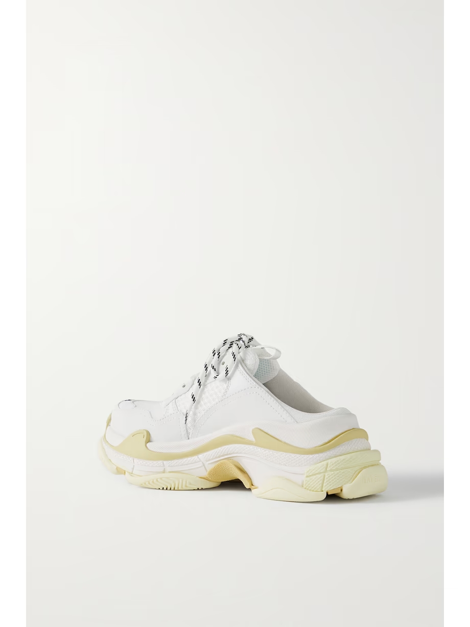 Triple S logo-embroidered faux leather and mesh slip-on sneakers Triple S logo-embroidered faux leather and mesh slip-on sneakers
