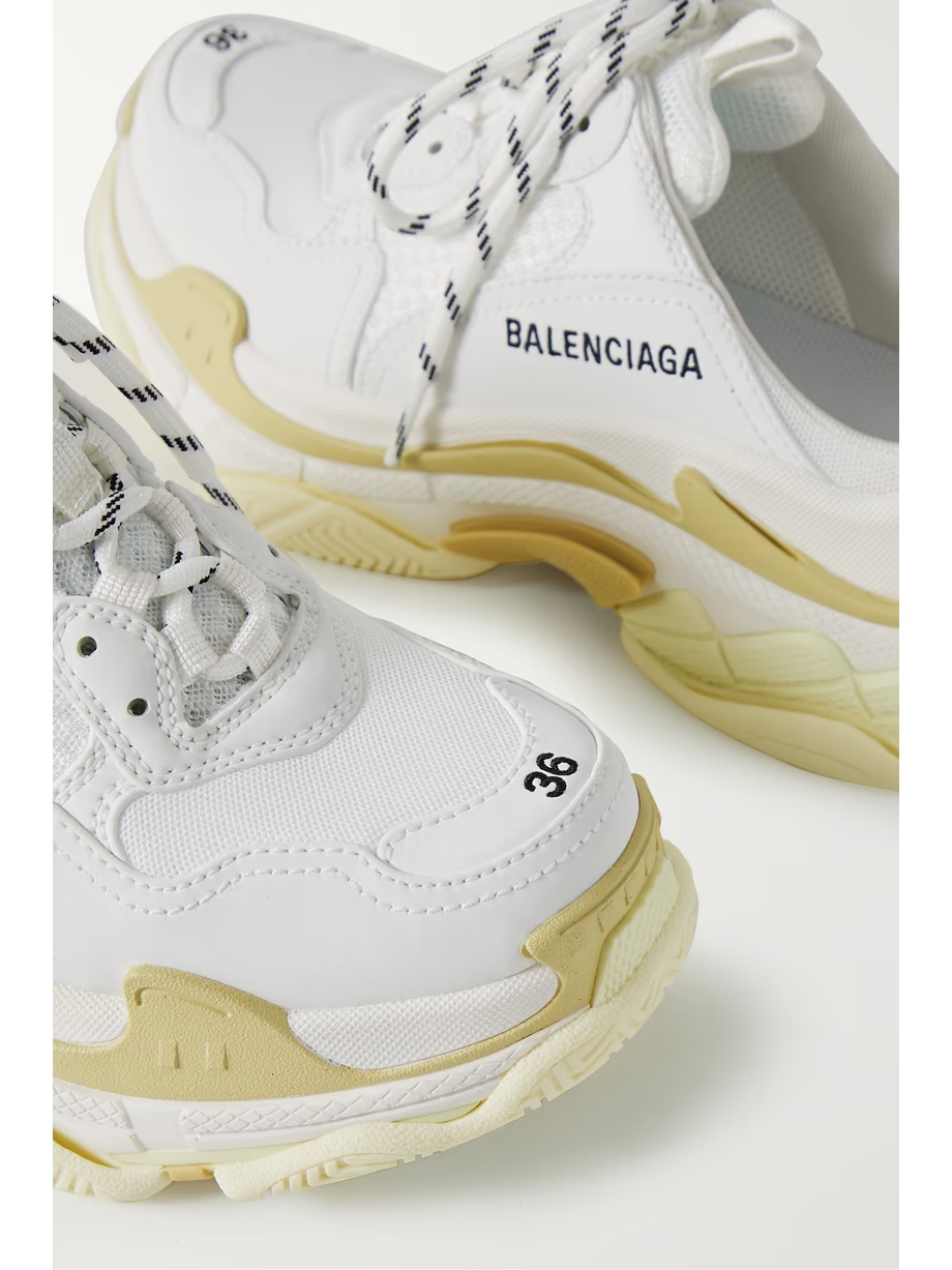 Triple S logo-embroidered faux leather and mesh slip-on sneakers Triple S logo-embroidered faux leather and mesh slip-on sneakers