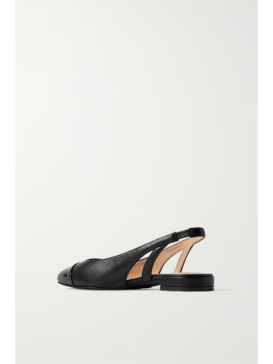Patent-trimmed leather slingback flats Patent-trimmed leather slingback flats