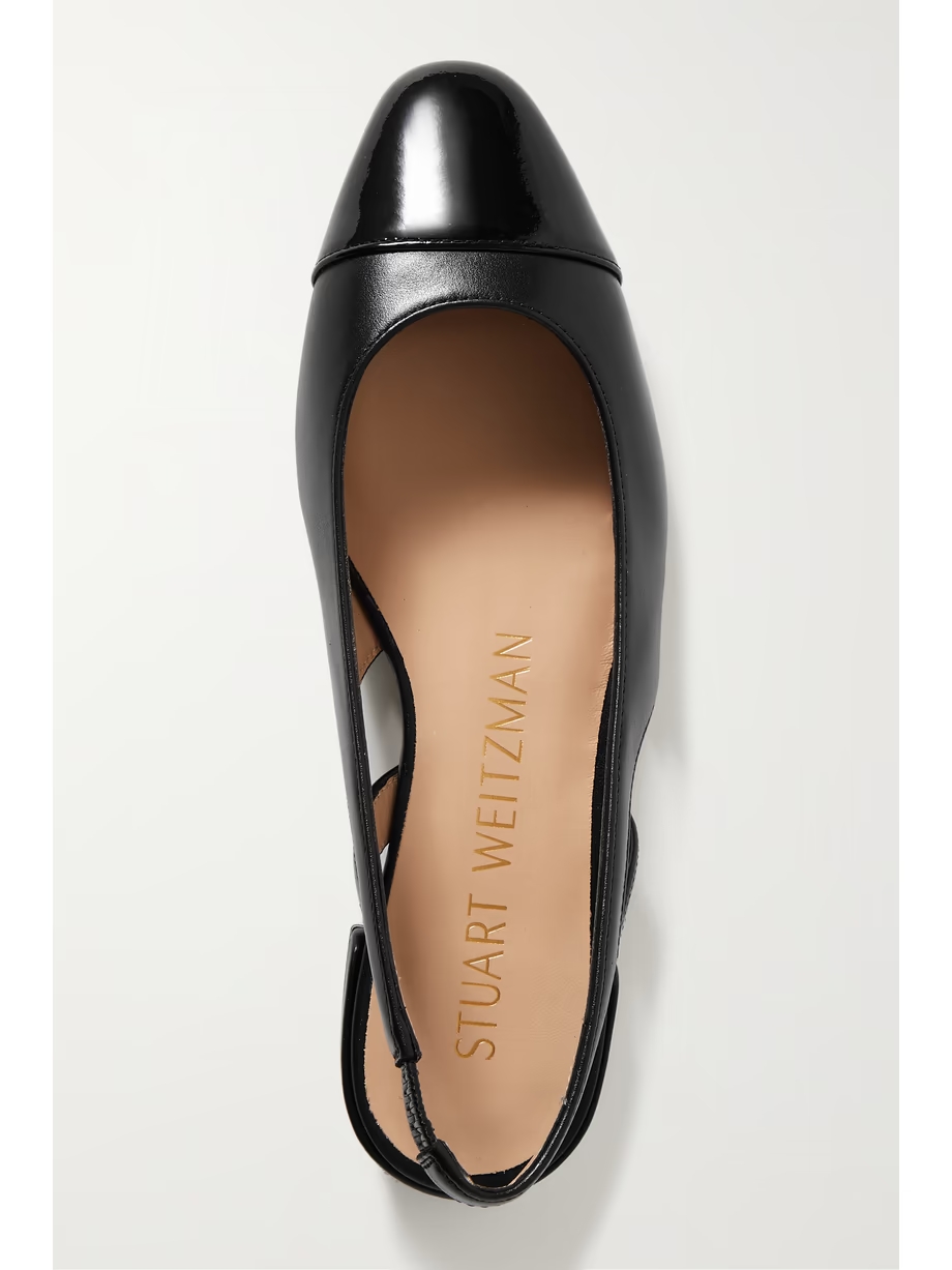 Patent-trimmed leather slingback flats Patent-trimmed leather slingback flats