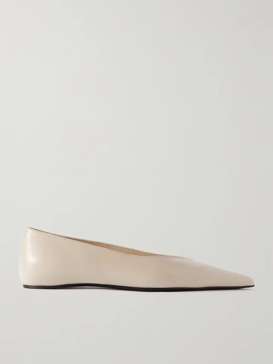 + NET SUSTAIN The Asymmetric Ballerina leather point-toe flats + NET SUSTAIN The Asymmetric Ballerina leather point-toe flats