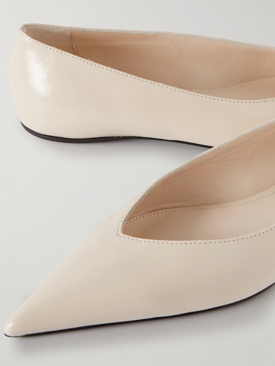 + NET SUSTAIN The Asymmetric Ballerina leather point-toe flats + NET SUSTAIN The Asymmetric Ballerina leather point-toe flats