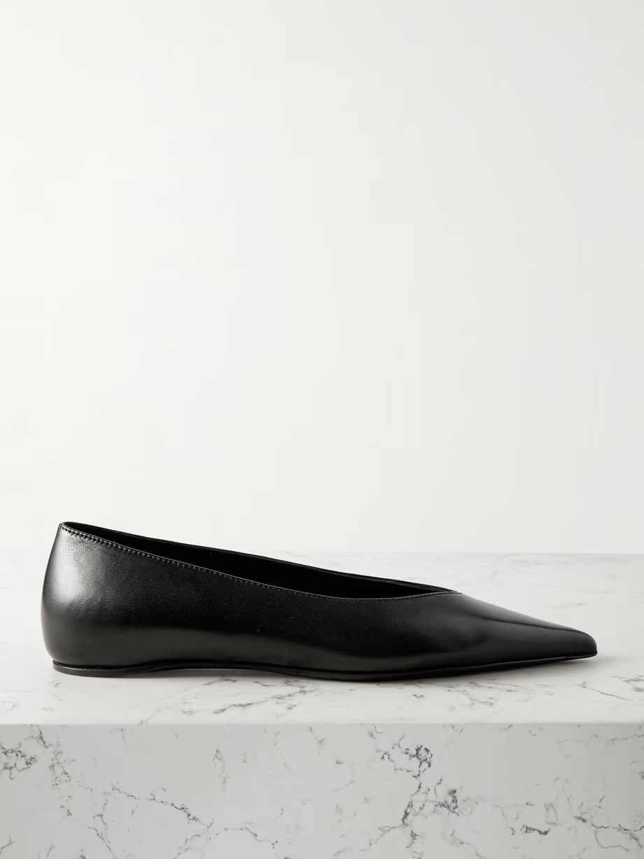 + NET SUSTAIN The Asymmetric Ballerina leather point-toe flats + NET SUSTAIN The Asymmetric Ballerina leather point-toe flats