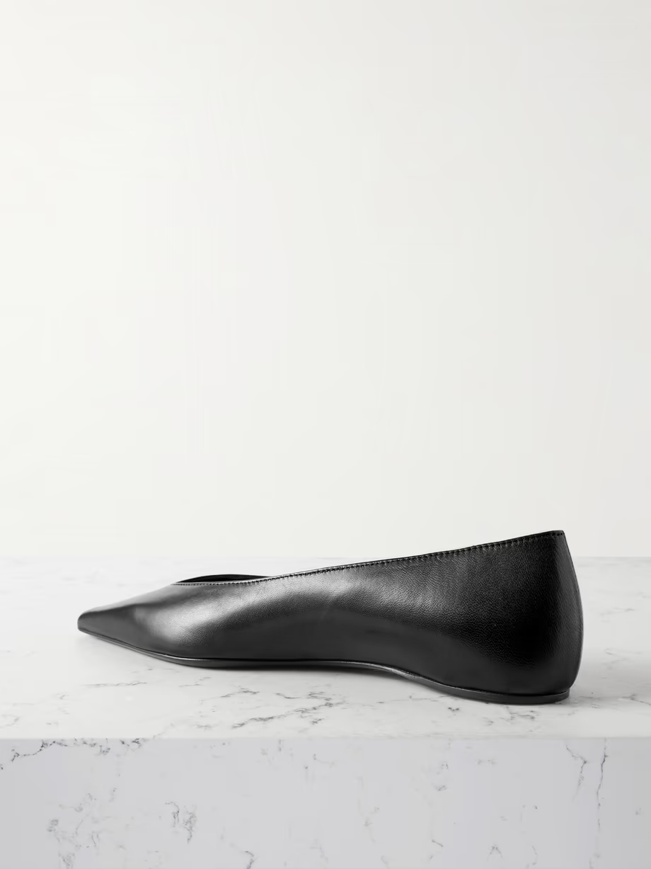 + NET SUSTAIN The Asymmetric Ballerina leather point-toe flats + NET SUSTAIN The Asymmetric Ballerina leather point-toe flats