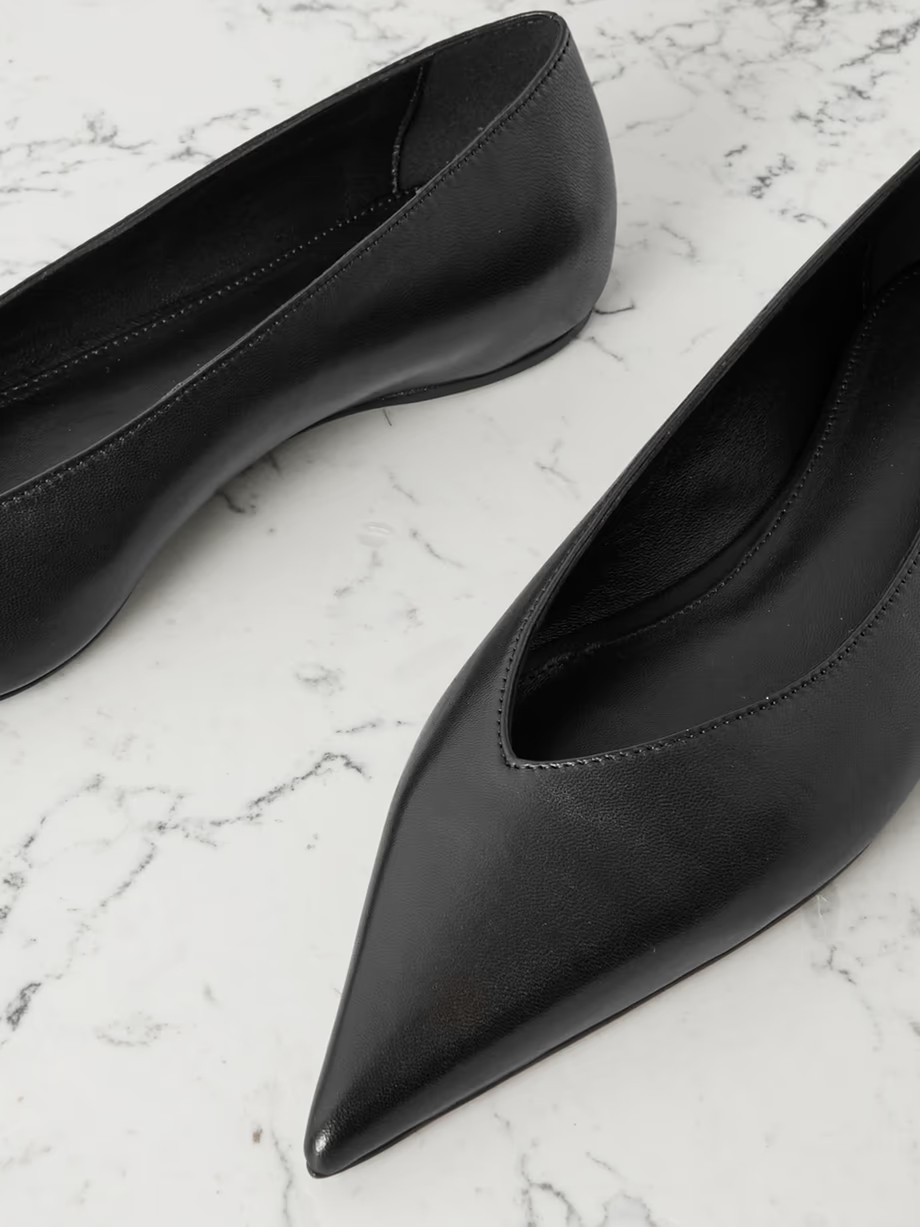 + NET SUSTAIN The Asymmetric Ballerina leather point-toe flats + NET SUSTAIN The Asymmetric Ballerina leather point-toe flats