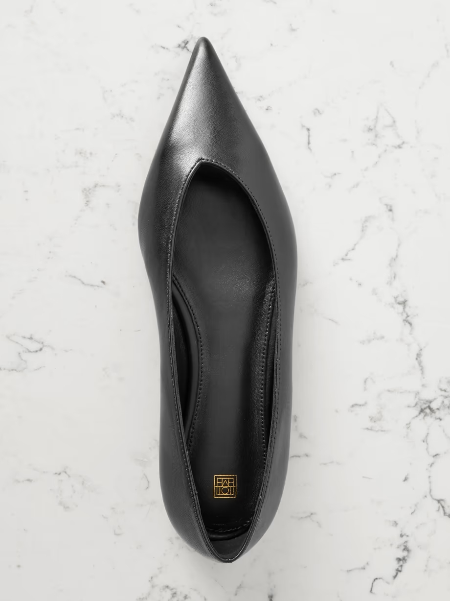 + NET SUSTAIN The Asymmetric Ballerina leather point-toe flats + NET SUSTAIN The Asymmetric Ballerina leather point-toe flats