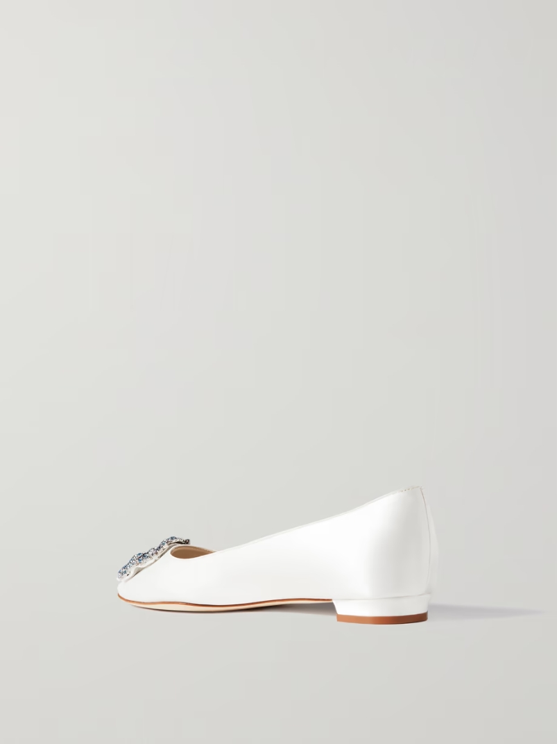 Hangisiflat crystal-embellished satin point-toe flats Hangisiflat crystal-embellished satin point-toe flats