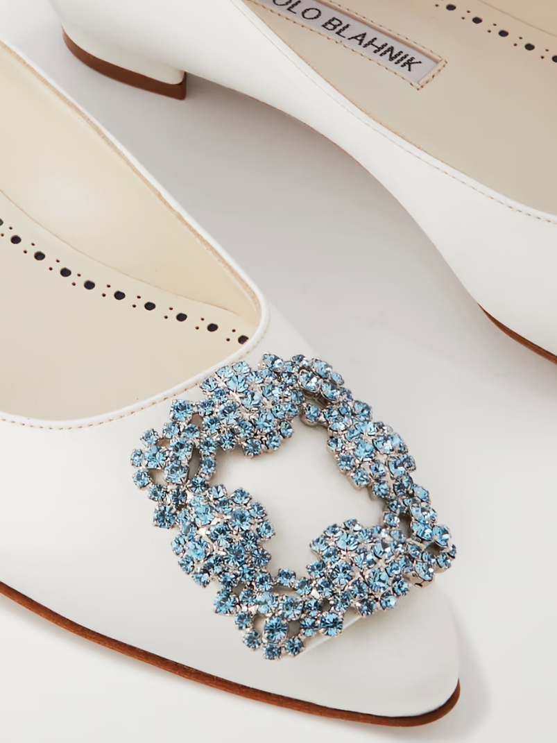 Hangisiflat crystal-embellished satin point-toe flats Hangisiflat crystal-embellished satin point-toe flats