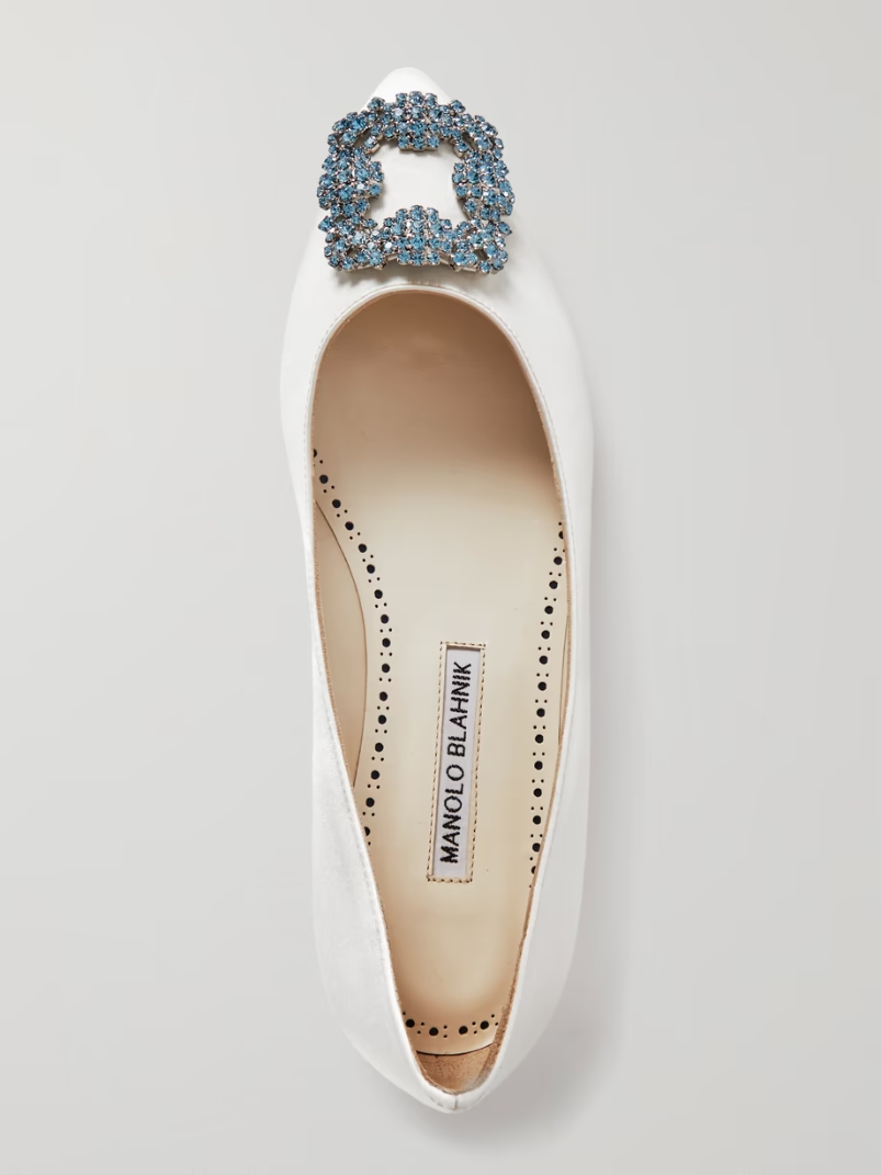 Hangisiflat crystal-embellished satin point-toe flats Hangisiflat crystal-embellished satin point-toe flats